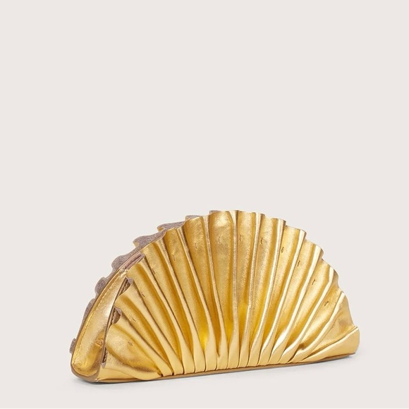 Nala Mini Pleated Metallic Clutch Bag - Picture 2 of 9
